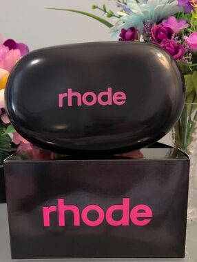 RHODE Black Jellybean Pouch with Pink Logo